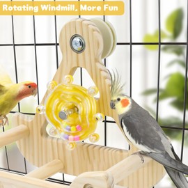 Bird Parakeet Rotating Perch Toys Interactive Rocking Wooden Exercise Wheel Cockatiel Toy Bird Cage Accessories