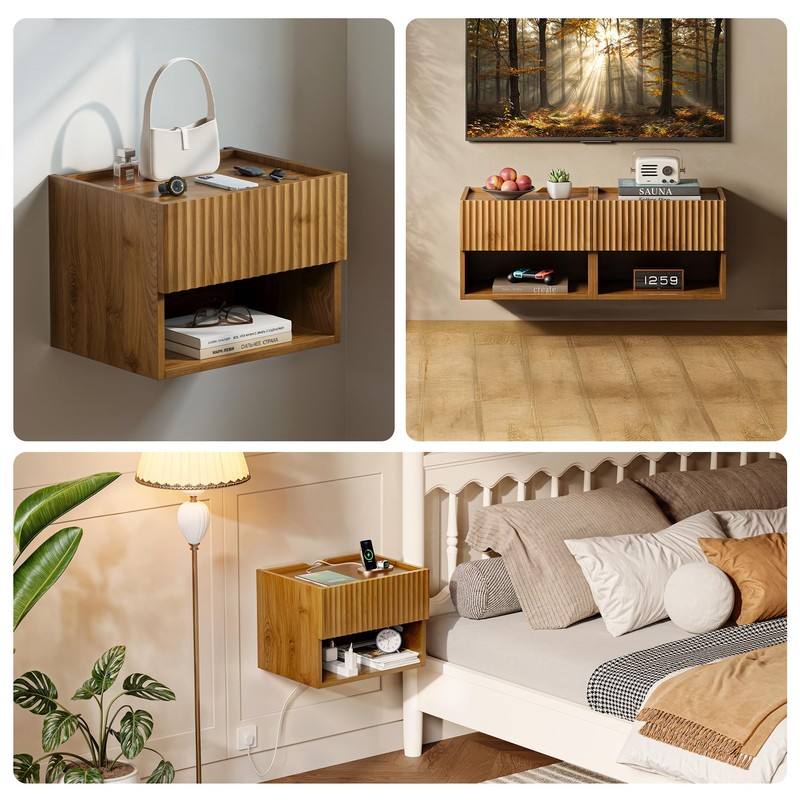 Floating Nightstand Bedroom Bedside Table - Floating Night Stand Set