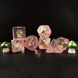 BESCON DICE Mushroom Polyhedral DND Dice Set, Cartoon Mushroom Dice for Role Playing Games, Dice Games and MTG Table Games, 7 Pieces Set