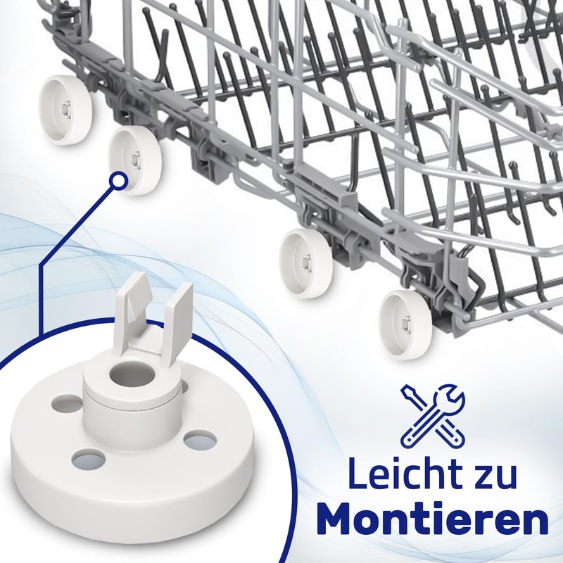 Pack of 8 Wheels Diameter 33 mm for Dishwasher Basket