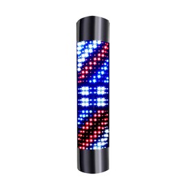 Barber Shop LED Pole Light,Hair Salon Outdoor Retro Barbershop Pole Illuminating Rotating Stripes Wall-Mounted Lamp, Waterproof-Rotating Barber Light Red Blue White 110v