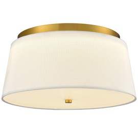 AXILAND Modern Flush Mount Ceiling Light Fabric Drum Shade Dimmable LED Ceiling Light Hallway Light Fixtures Ceiling