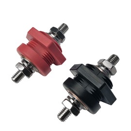 MGI SpeedWare 3/8" Thru-Panel Battery Terminal Connection Stud, 12VDC 450AMP High-Power Distribution, Red + Black Pair