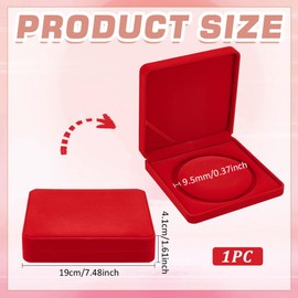 FINGERINSPIRE Velvet Jewellery Gift Box 19 x 19 x 4.1 cm Square Velvet Storage Box for Pearl Necklaces Cherry Red Necklaces Gift Display Case Wedding Jewellery Storage Holder for Necklace