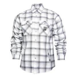 Dixxon Flannel Co. NWT Dixxon Aspen White & Gray Plaid Pearl Snap Sherpa Lined Flannel Jacket - 4XL