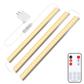 maylit Under Cabinet Lights Plug in, 3 Pcs 12 Inch Ultra Thin Under Cabinet Lighting, Super Bright Warm White Under Counter Lights for Kitchen, Dimmable Light for Cabinet, Counter, Workbench, Desk