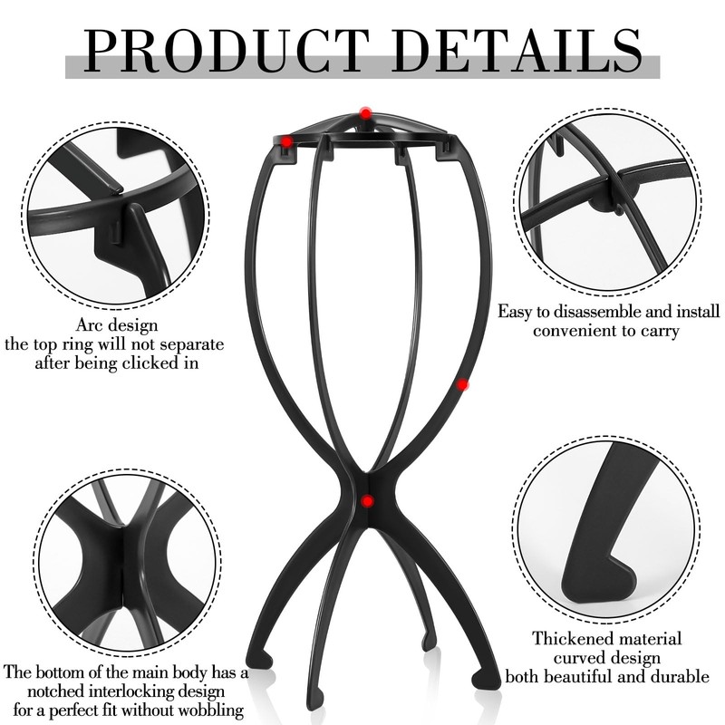 obeoby 3 Pack Wig Stand, Portable Wig Holder Wig Head