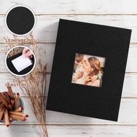 Lanpn Photo Album 13 x 18 cm 100 2 Packs Linen Slip-in Album for Portrait Format 100 13 x 18 Photos Black