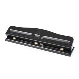 Charles Leonard 3-Hole Paper Punch, Adjustable Holes, 12 Sheet Capacity, Black, (033)
