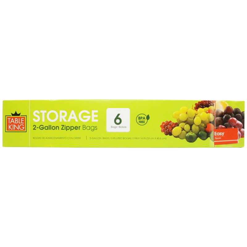 BPA Free Storage Bags (2-Gallon Easy Zipper, 2 PACK)