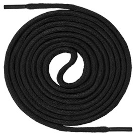 Mount Swiss 2 Pairs of Round Waxed Shoelaces for Business, Suit and Leather Shoes - Diameter 2-4 mm - Lengths 45 cm - 200 cm - Very Tear-Resistant - Made in Europe, black