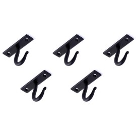 Fayesia Cup Hooks Handmade Wrought Iron Wall Hooks for Cups and Cups, Set of 5 Single Prong Hooks with Screws and Fittings Included (Black)