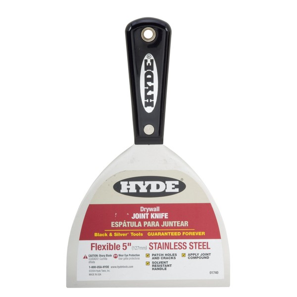 Hyde Tools 1740 5-Inch Flexible Stainless Steel Joint Knife, Black and Silver
