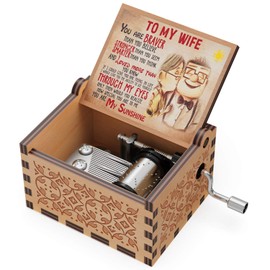 You are My Sunshine Wood Music Boxes,Laser Engraved Vintage Wooden Sunshine Musical Box Gifts for Birthday/Christmas/Valentine's Day