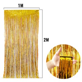 Lametta Vorhang 4er Set Silber Gold Folie Laser-Design Party Hintergrunddekoration für Geburtstag Hochzeit Weihnachten (3,2x6,5 Fuß) Silber (4 Stück)