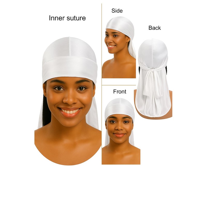 Smooth Silk Durag for Men Women Waves Long Double Wide
