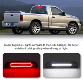Smoked LED Third Brake Light Replacement for 2002-2008 Ram 1500/2003-2009 Ram 2500 3500 3rd Brake Light High Mount Stop Rear Brake Light White Cargo Lamp for Ram