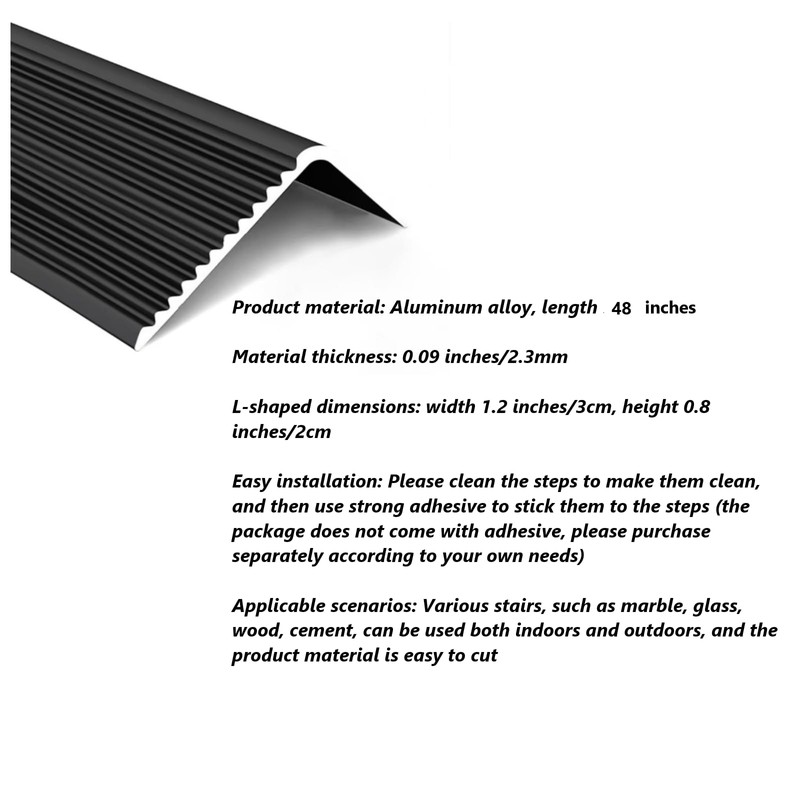 10-Pack 48 Inch Aluminum L-Shaped Non-Slip Stair Edge Protector,Nosing Matte