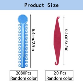 Orthodontic Elastic Bands, Braces Bands and 20 Placement Hooks, 2080 Mixed Color Elastic Bands for Teeth Braces Alignment, Durable and Flexible Design for Daily Orthodontic Adjustments