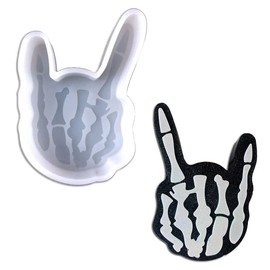 Duawenki Ghost Hand Rock Sign Shape Car Freshie Silicone Mold for Making Soap Aroma Beads Car Freshie Candle Pendant Resin