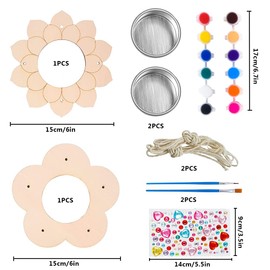 DAGORD Set of 2 Wooden Children's Bird House Bird Feeder Kit Children's Bird House Wooden Construction Kit with Colour Set + Decorative Stickers DIY Wooden Outdoor Toy for Boys Girls