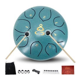 YoungMonic Steel Tongue Drum 6 Inches 8 Notes C Major Steel Drums Rain Chimes for Outside Percussion Instrument with Drum Mallets and Carry Bag