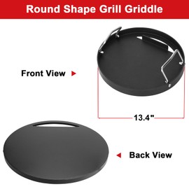 Full Size Griddle Inserts for Weber 14" Charcoal Grills Smokey Joe/Smokey Joe Premium/Smokey Mountain Cooker Smoker, Flat Top Griddle for Small Big Green Egg Grills, Replacement Part for Weber 7431