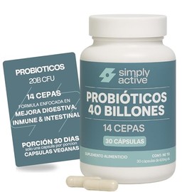 Probioticos 40 Billones CFU | Probióticos 14 Cepas - Mejor Sistema Immune, Digestivo e Intestinal | Porción 30 días - Uso Diario | con Fibras Prebioticos y Enzimas Digestivas