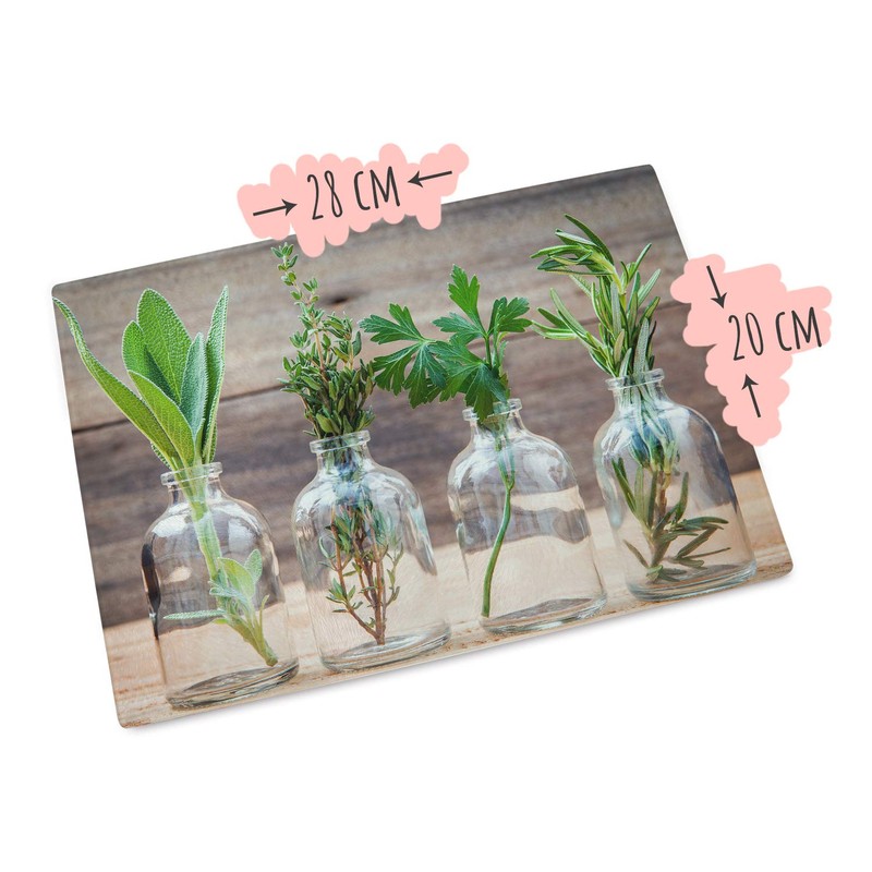 GRAZDesign Glass Chopping Board Breakfast Board Gift Herbs in Glass