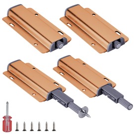 ELYUAN 4 Pack Magnetic Push Latches Push to Open Door Latch Cabinet Hardware Metal Magnet Heavy Duty Touch Push Release Lock for Cabinet Drawer Closet Wardrobe Kitchen Hidden Door Gold