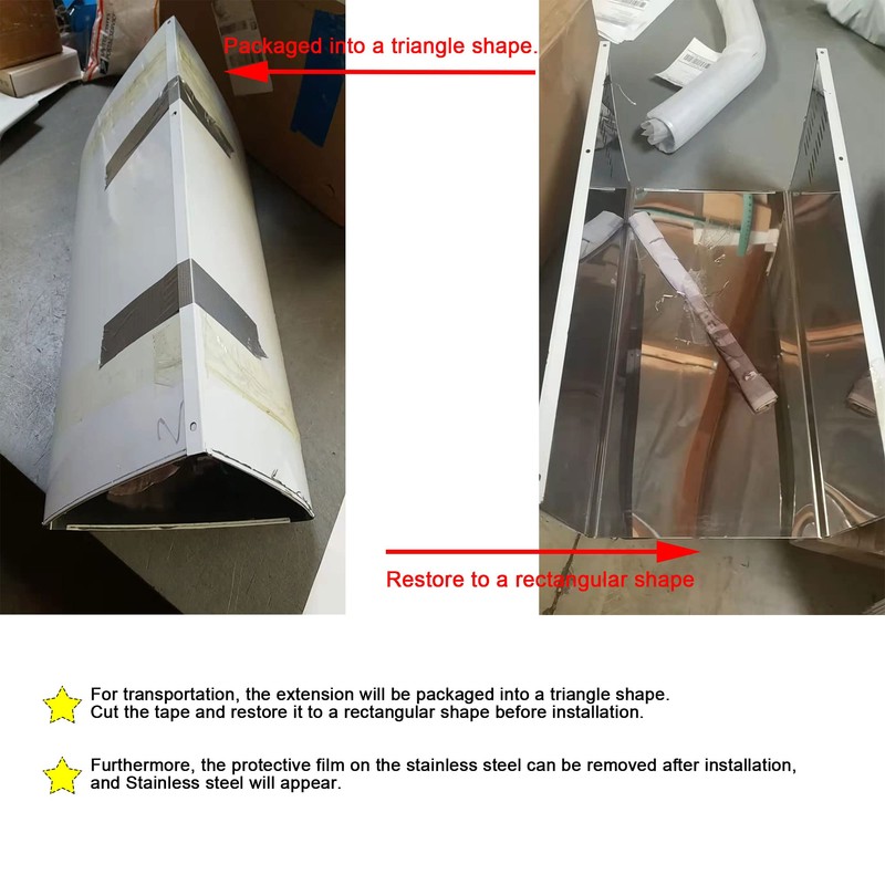 Range Hood Extension for Wall Mount Stainless Steel Chimney Duct