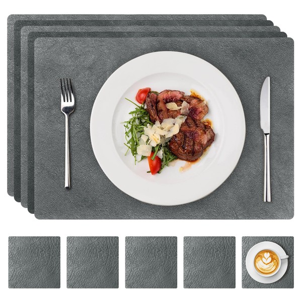 ZYNERY Set of 5 Rectangular Place Mats Washable and Square
