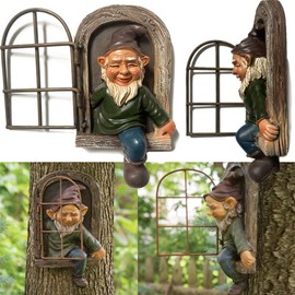 JIAMIAN Garden Gnomes Weatherproof Frost-Proof Garden Gnomes Weatherproof, Garden Gnome Statue, Garden Gnome Funny Garden Decoration, Outdoor Garden Gnomes, Garden Decoration (C)