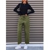 Fisoew Womens 100% Cotton Cargo Pants Drawstring Elastic Waist Casual