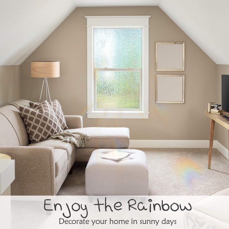 HIDBEA 3D Decorative Window Privacy Film Non-Adhesive Heat Control UV