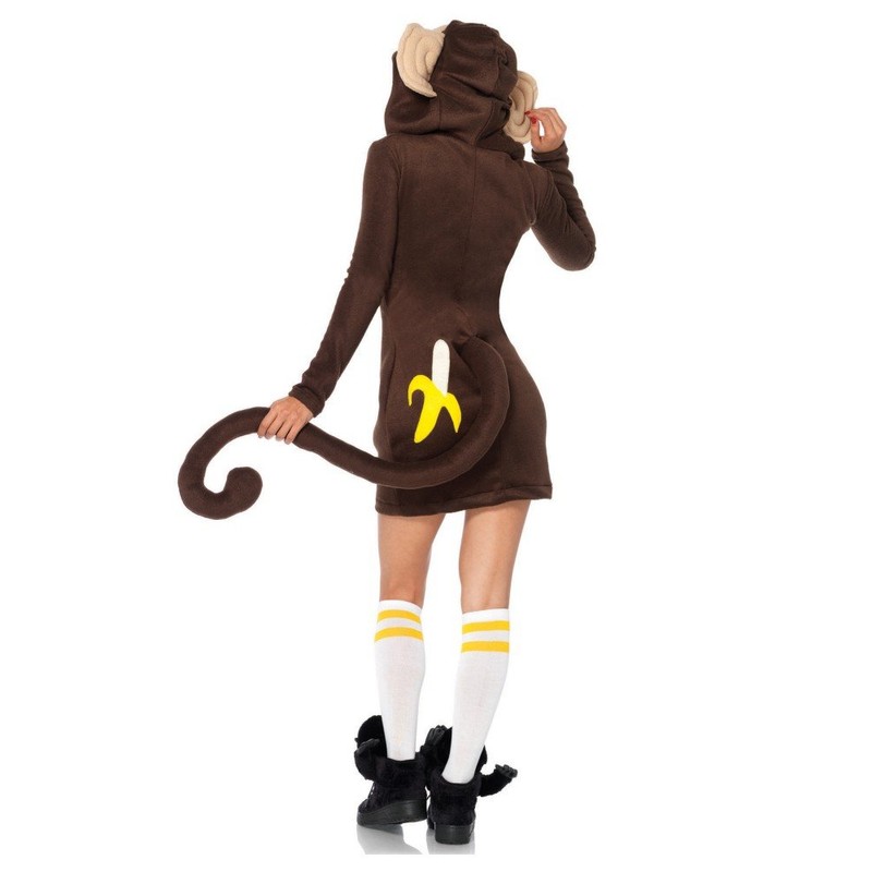 LEG AVENUE Cozy Monkey Damen-Kostüm AFFE Affenkostüm warm Straßenkarneval, Größe:S