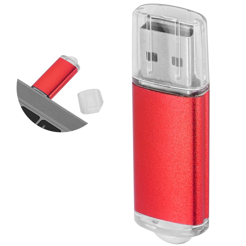 USB Flash Drive Transparent Cover Red Portable Storage Memory Stick