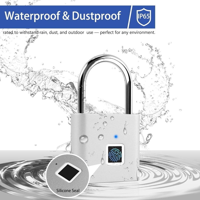 UMIKSMART Fingerprint Padlock, Keyless Biometric Smart Lock with USB-C Rechargeable