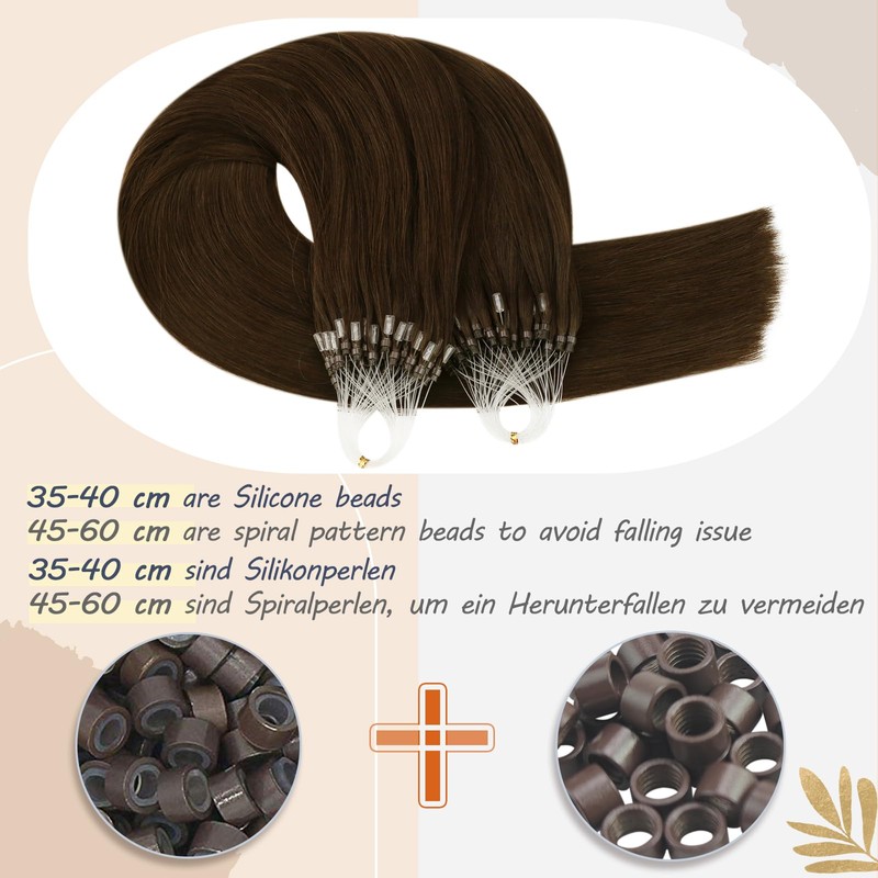 Ugeat Real Hair Extensions, Bonded Micro Ring, Micro Loop Extensions,
