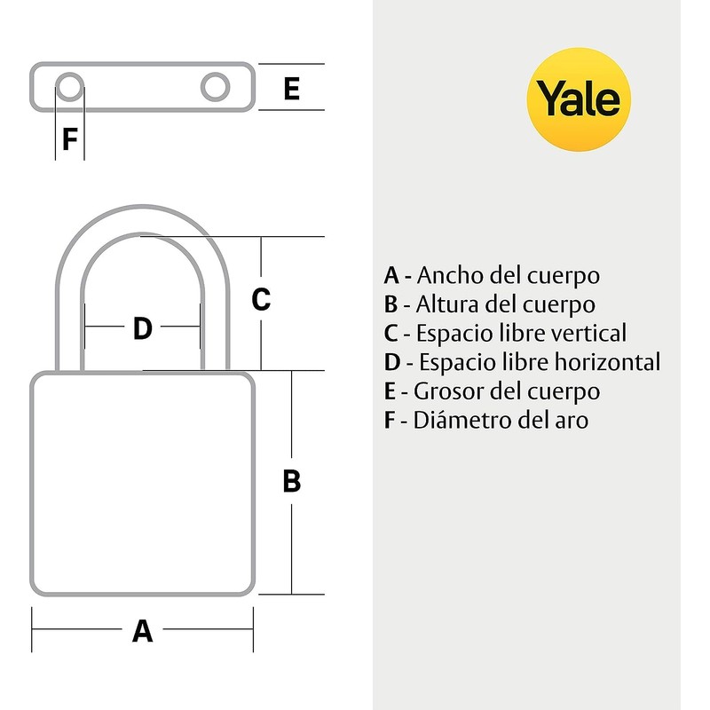 Yale YTP3/32/350/1 padlock 32 mm TSA Silver Combination lock