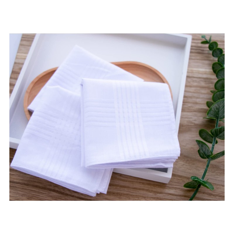 CoCoUSM Mens White Cotton 100% Cotton handkerchiefs Pack 3PCS