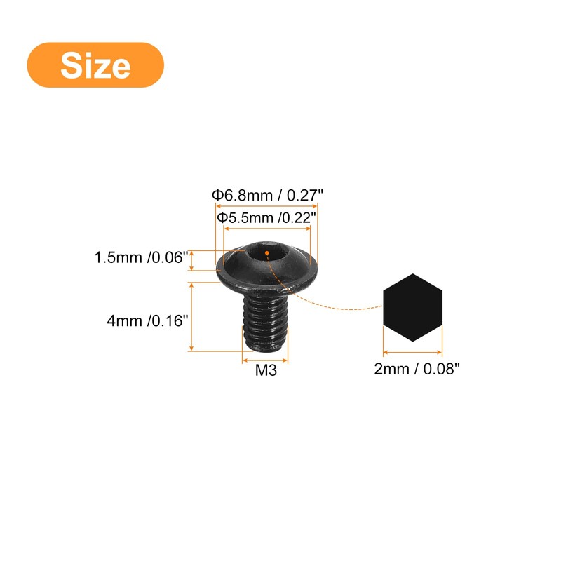 sourcing map Flanged Button Head Socket Cap Screws, 50 Pcs