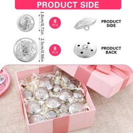 Ymapinc 16 PCS Silver Buttons Metal Blazer Button Silver Buttons for Blazers Vintage Round Shaped Metal Button Set for Men Women Blazer Coat Uniform Shirt Jacket (18mm, 25mm)