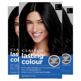 Clairol Lasting Colour Permanent Hair Dye | Perfect Grey Coverage | Shiny and Moisturised Hair | 135 ml | 2 Black
