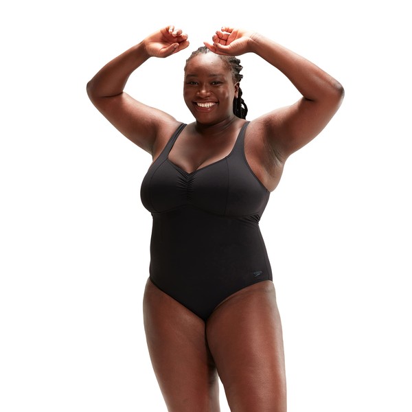 Speedo Women's Shaping AquaNite 1 Piece Swimsuit, Black, 40