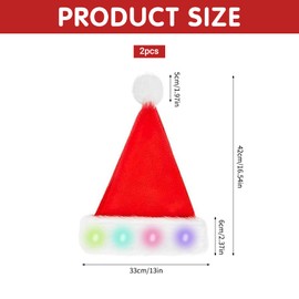 DAZZTIME LED Luminous Christmas Hat, Christmas Hats Adults, Christmas Hat Unisex Santa Hat with Luminous Suitable for Christmas Parties Holidays and New Year Gift