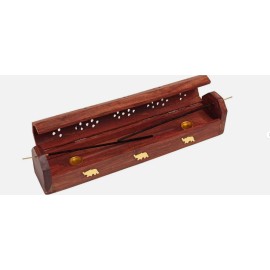 Unbranded 1 Pc Wood Incense Burner Holder Box Ash Catcher Sticks