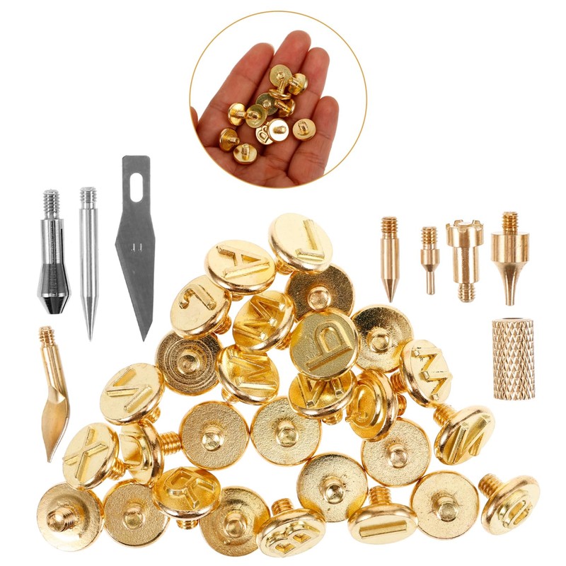 TEHAUX 1 Set Alphabet Burning Tips Durable Pyrography Tool for