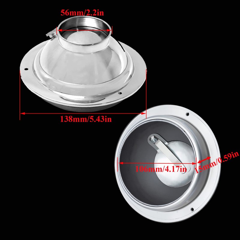 4in Adjustable Air Vent Stainless Steel Airstream Ventilation Outlet Hood