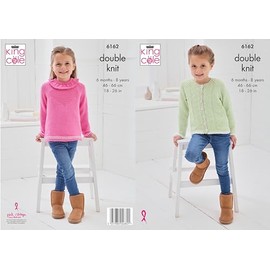 King Cole Children's Sweater and Cardigan Knitting Pattern Double Knit (6162) 6 Months - 8 Years - 46cm x 66cm 18" - 26" Inches.